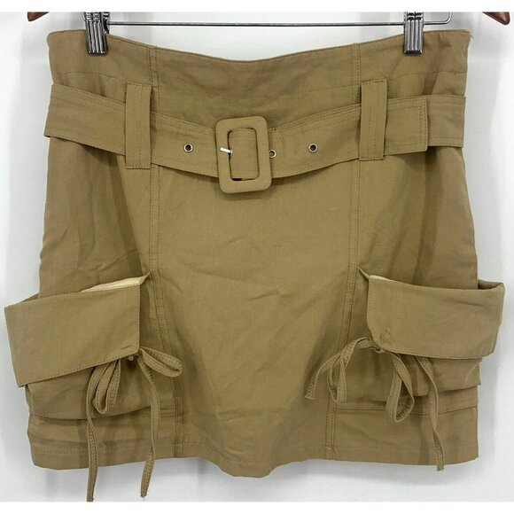 Beulah Women Cargo Skirt Skort Size Large Brown Belted Big Pocket Strap Outfits - Picture 1 of 9